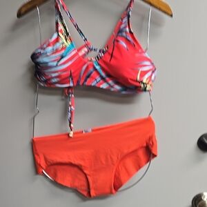 Vibrant Red and Blue Women's Swimwear Set
